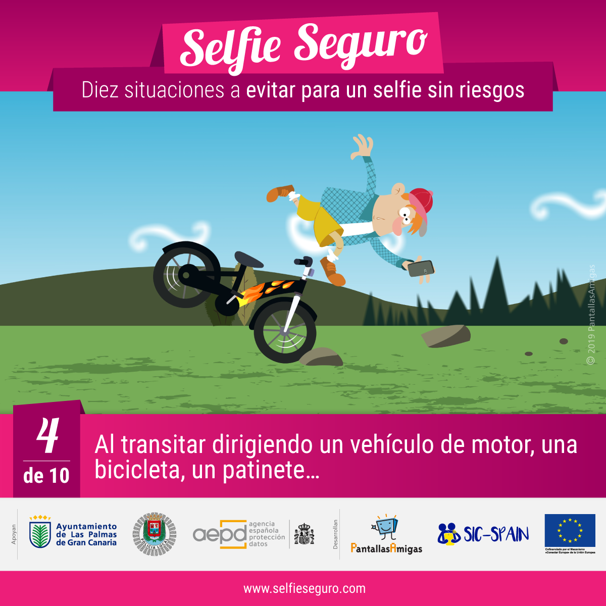 Evitar selfies al transitar dirigiendo un vehículo de motor, una bicicleta, un patinete…